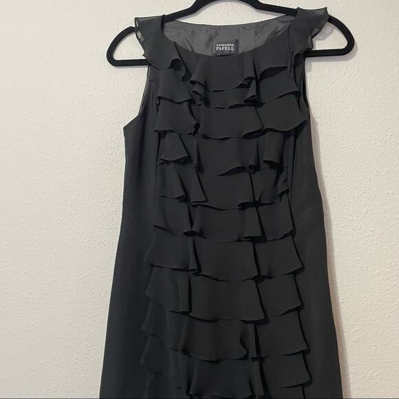 Adrianna Papell Black Ruffled Layered Mini Formal Dress Womens XS Cocktail Party - Picture 2 of 6